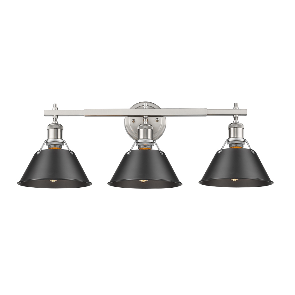 Yep by Golden Lighting Orwell 3-light Vanity in Pewter and Matte Black shade